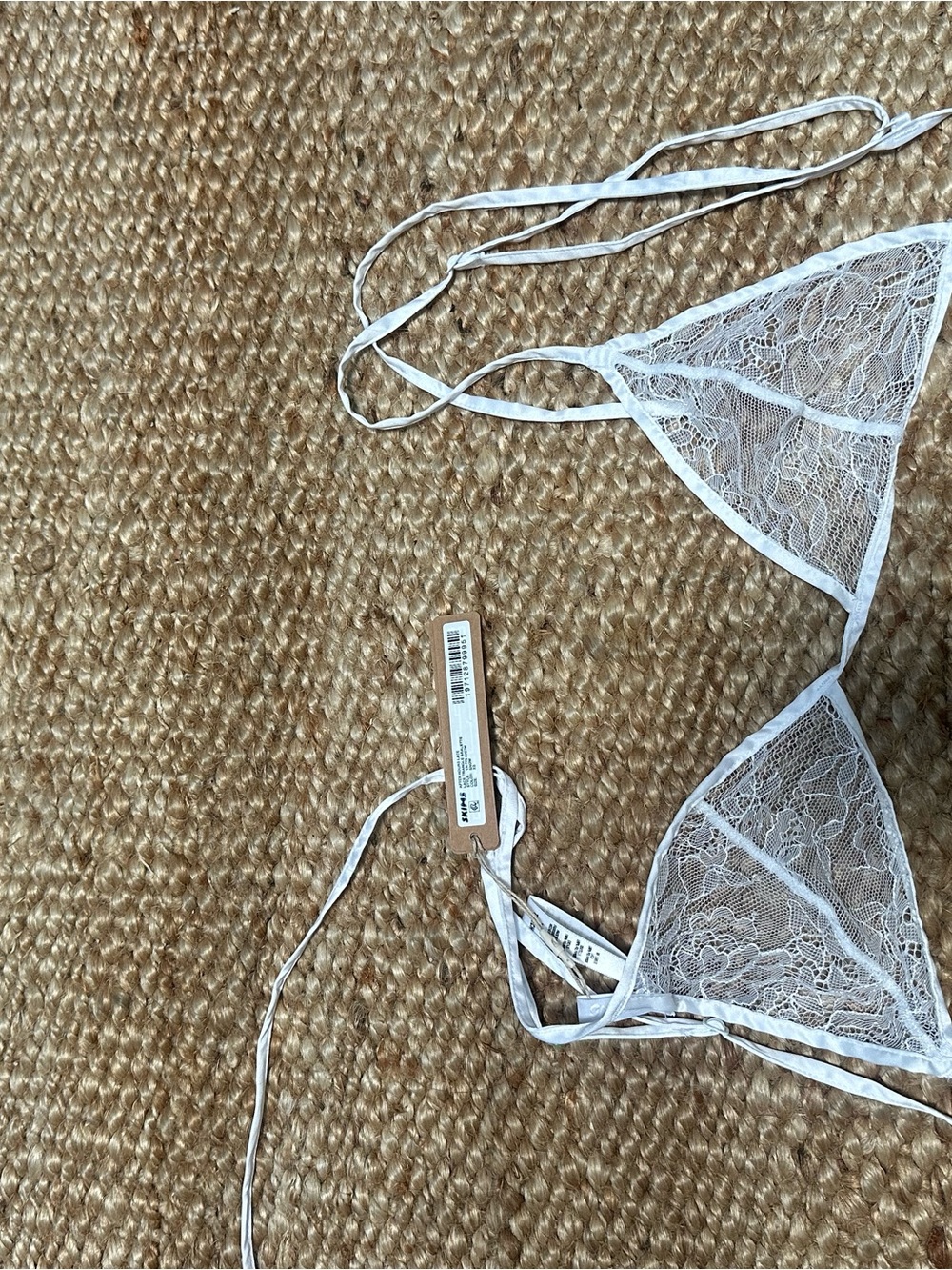 Sheer Lace Triangle Bralette - White